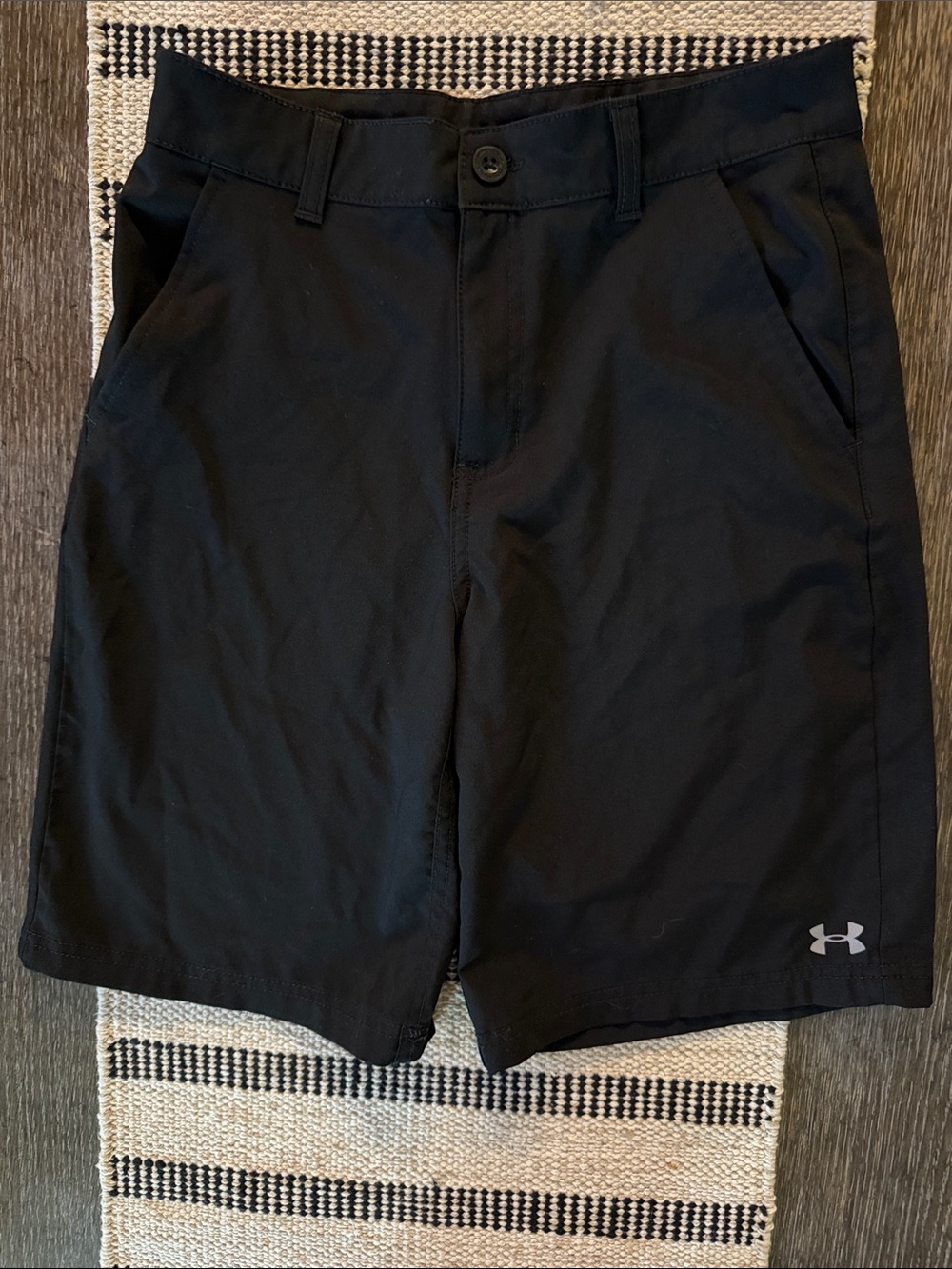 Under Armour Black Kids Athletic Golf Shorts with White Logo